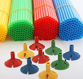 F C Fancy Creation balloons Cap and Stick Holder for Balloons for Birthday Decorations (Multicolor Pack of 100pc)