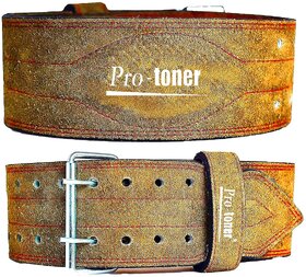 Protoner Suede Leather Weight Lifting Gym Belt  Powerlift Gym Belt for Heavy Workout (SMALL, BROWN)