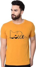 Tee Town Printed Men Round Neck Gold T-Shirt