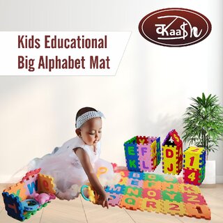 Kaash 36 Pieces Mini Puzzle Foam Mat for Kids, Interlocking Learning Alphabet and Number Mat for Kids, Multicolor Kaash 36 Pieces Mini Puzzle Foam Mat for Kids, Interlocking Learning Alphabet and Number Mat for Kids, Multicolor
