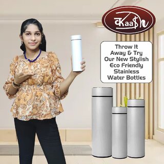                       Kaash collections Smart LED Temperature Display Indicator Insulated Stainless Steel Hot  Cold Flask Bottle White-500 ml                                              