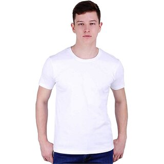                       Tee Town Solid Men Round Neck White T-Shirt                                              