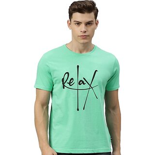                       Tee Town Typography Men Round Neck Light Green T-Shirt                                              