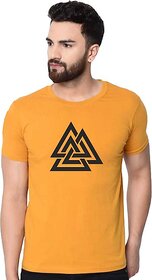 Tee Town Graphic Print Men Round Neck Gold T-Shirt