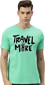 Tee Town Graphic Print Men Round Neck Green T-Shirt