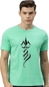 Tee Town Graphic Print Men Round Neck Light Green T-Shirt