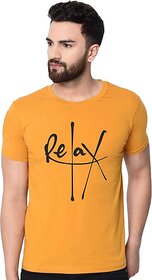 Tee Town Typography Men Round Neck Gold T-Shirt