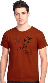 Tee Town Graphic Print Men Round Neck Brown T-Shirt