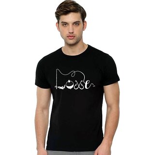                       Tee Town Printed Men Round Neck Black T-Shirt                                              