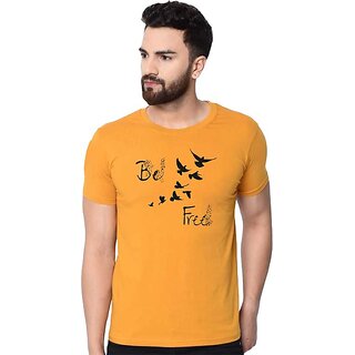                       Tee Town Graphic Print Men Round Neck Gold T-Shirt                                              