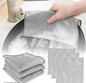 5 pack Non scratch Dish wash coths for kitchen, Metal wire cleaning cloth,Reusable Mash wire cloth for kitchen