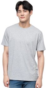 Code Yellow Men Solid Round Neck Grey T-Shirt