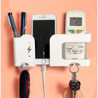 Wall Mount Mobile Holder | Plastic Storage Case for Ac/Tv Remotes | Multi-Purpose Wall Phone Stand for Charging | Remote Wall Organiser | Smart Stand Gadget(4 in 1 Multi-Use) White (Pack of 2) Wall Mount Mobile Holder | Plastic Storage Case for Ac/Tv Remotes | Multi-Purpose Wall Phone Stand for Charging | Remote Wall Organiser | Smart Stand Gadget(4 in 1 Multi-Use) White (Pack of 2)