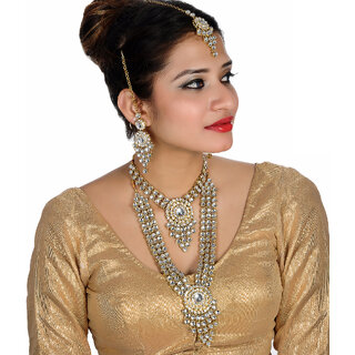 LUCKY JEWELLERY Designer Gold Plated White Color Kundan Stone Necklace Set For Women Girls (1405-SSK-52000-W) LUCKY JEWELLERY Designer Gold Plated White Color Kundan Stone Necklace Set For Women Girls (1405-SSK-52000-W)