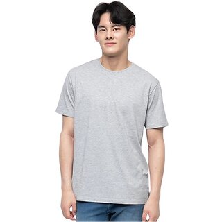 Code Yellow Men Solid Round Neck Grey T-Shirt Code Yellow Men Solid Round Neck Grey T-Shirt