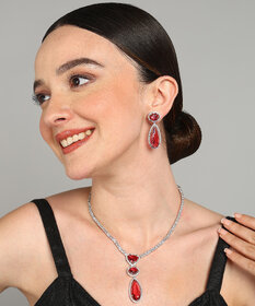 LaaLi Silver Plated red Alloy Necklace Set