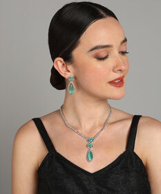 LaaLi Silver Plated Turquoise Alloy Necklace Set