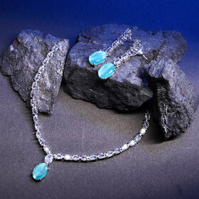 LaaLi Silver Plated Turquoise,Silver Alloy Necklace Set