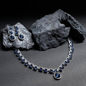 LaaLi Silver Plated Blue,White Alloy Necklace Set