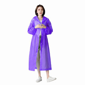 Aseenaa Men, Women EVA Transparent Rain Coat Hooded Outdoor Water Resistant Portable Poncho Raincoat Suit, Purple 50 Pcs