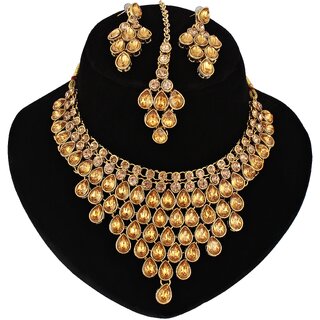 LUCKY JEWELLERY Designer Gold Plated Gold Color Stone Necklace Set For Women Girls (825-L1SS-837-LCT) LUCKY JEWELLERY Designer Gold Plated Gold Color Stone Necklace Set For Women Girls (825-L1SS-837-LCT)