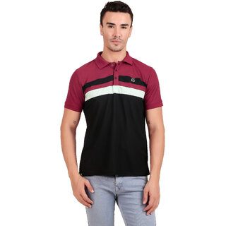                       FRANCISCO  Men's Maroon-Black Polyester Tshirt                                              