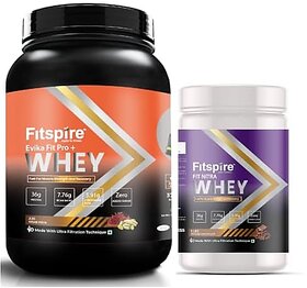 Fitspire Evika Fit Super Pro plus And Fit Nitra Whey Protein  36g Protein  7.8g BCAA  100 Authentic And No Adulteration  Muscle Growth And Recovery  DigeZyme (Kesar Pista And Belgian Chocolate 2 Lbs)