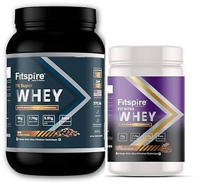 Fitspire Fit Super And Nitra Whey Protein100 Authentic And No AdulterationMuscle Growth And Recovery DigeZyme For Easy Digestion - (Gourmet Coffee And Belgian Chocolate 1.4 kg / 3.2 lb)