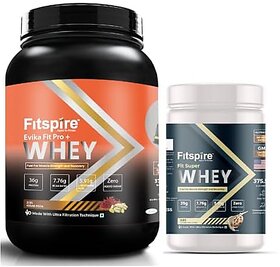 Fitspire Evika Fit Super Pro plus And Fit Super Whey Protein  36g Protein  7.8g BCAA  100 Authentic And No Adulteration  Muscle Growth And Recovery  DigeZyme (Kesar Pista And Cookie Cream 2 Lbs)