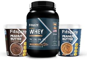 Fitspire Fit Super Whey Protein  35g Protein  7.8g BCAA  100 Authentic Whey  Muscle Growth And Recovery  DigeZyme For Easy Digestion  Two Free Peanut Butter (Gourmet Coffee 1 kg)