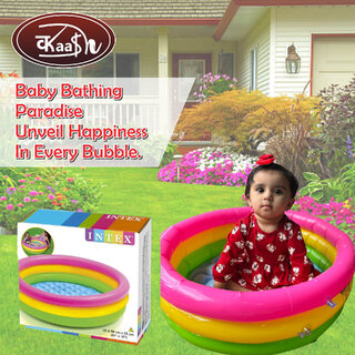 Kaash collections 3KB Kid's Inflatable Baby Bath Tub Pool, 2ft, 3-4 Years (Multicolour)