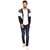 29K Mens Black Colorblock Cardigan Stylish and Comfortable Knit Sweater with Modern Colorblock Design