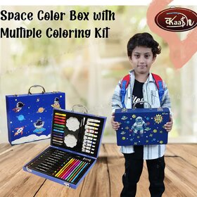 Kaash collection Space Color Box with Twin Tip Color Markers,Colouring Pencils, Crayons,Coloring Book and Water Color