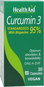 HealthAid I Curcumin 3 I Standardised with Bioperine 95 I 30 Capsules