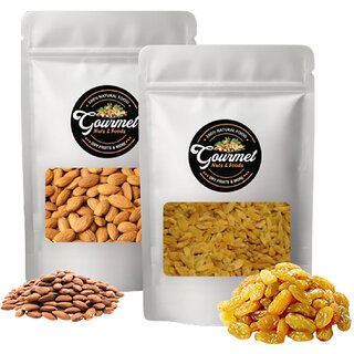                       Pack of 2 Dry Fruit Stores Healthy Combo Pack of Premium Almond and Kismis, 100 Grams Each                                              