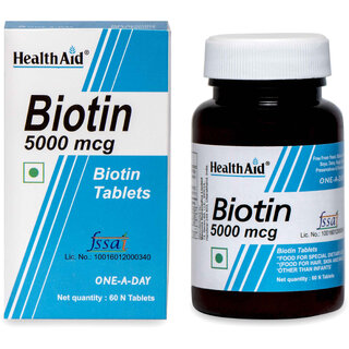                       HealthAid I Biotin 5000 g I 60 Tablets                                              