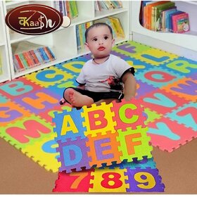 Kaash collections 36 Pieces Mini Puzzle Foam Mat for Kids, Interlocking Learning Alphabet and Number Mat for Kids