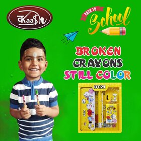 Kaash collections Doodle Stationery Set for Boys/Girls, Cartoon School Items For Kids Pencil, Eraser,Scale,Sharpener