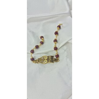                       OM Rakhi with Rudraksh for Brother/Bhaiya Gold Plated Rakshabandhan  Roli Chawal                                              