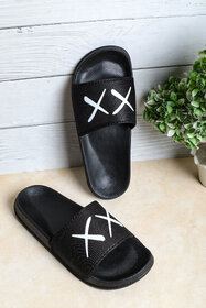 Stunt Casual Black Color Slippers For Men