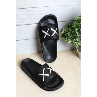                       Stunt Casual Black Color Slippers For Men                                              