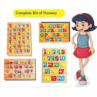                       VSINDIA Nursery Learning Kit with Knobbed Activities Puzzle Board for Kids Preschool (Multicolor)                                              