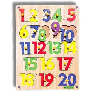                       VSINDIA Wooden Puzzle Numbers Counting 1 to 20 Educational Board for Kids (Multicolor)                                              