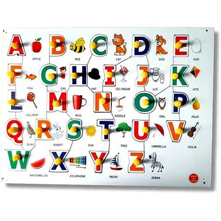                       VSINDIA Capital ABCD Picture Small English Alphabet Learning Puzzle Board for Kids (Multicolor)                                              