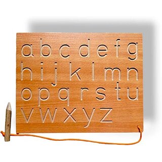                       VSINDIA Writing Tracing Small abc Alphabet Practice Slate for Kids with dummy Pencil (Beige)                                              