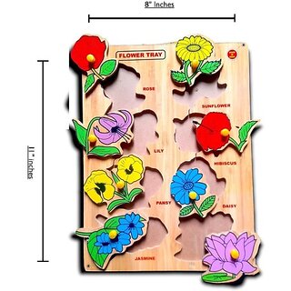                       VSINDIA SS Wooden Educational Creative Learning Flower Picture Board Puzzle (Multicolor)                                              