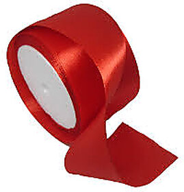 Tishna Satin 2 Inch Wide Ribbon (Red) -1 Roll