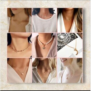Minha combo of 9 chain layered set ( 8 rose gold 1 silver) Minha combo of 9 chain layered set ( 8 rose gold 1 silver)