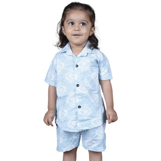 Kid Kupboard Cotton Baby Boys Shirt and Short Set, Light Blue, Half-Sleeves, 3-4 Years KIDS6516