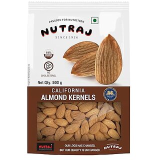                       Nutraj Premium Raw California Almonds Whole Value Pouch Pack 500g                                              